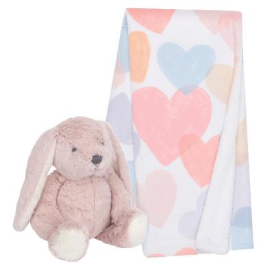 Bedtime Originals Pink Plush Bunny and Hearts Baby Blanket Gift Set Image 2