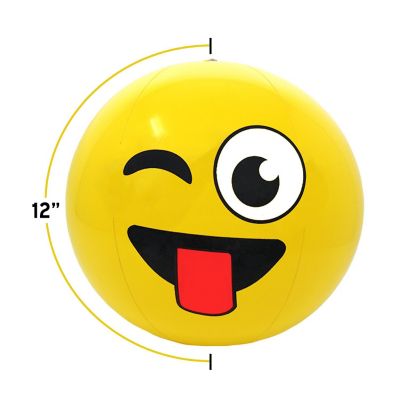Big Mo's Toys 12" Emoji Party Pack Inflatable Beach Balls - Beach Pool Party Toys (12 Pack) Image 3