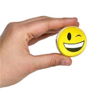 Big Mo's Toys 12 Pack 1.80" Emoji Smile Face Emoticon Double Sided Translucent Super Hi Bounce Balls - Fun Gift Party Image 2