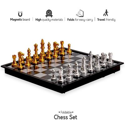 Big Mo's Toys Magnetic Travel Chess Set with Board That Becomes A Storage Compartment Image 1