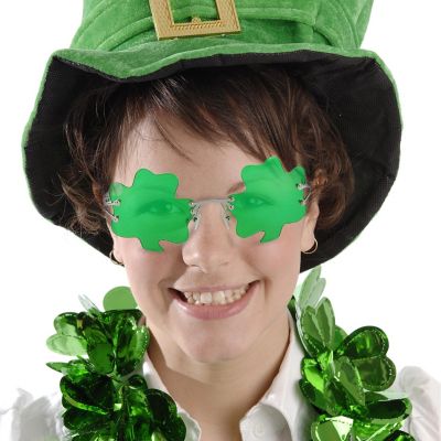 Big Mo's Toys St. Patrick's Day Irish Shamrock Leaves Costume Glasses - Green Image 2
