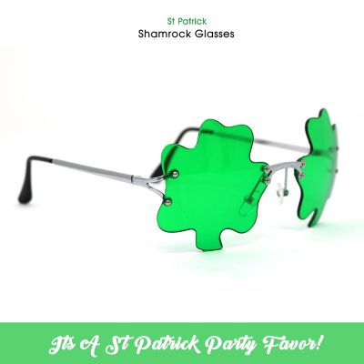 Big Mo's Toys St. Patrick's Day Irish Shamrock Leaves Costume Glasses - Green Image 3