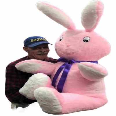 Big Plush Giant Stuffed Pink Bunny 60 Inches Soft 5 Ft Rabbit Made in USA Image 1