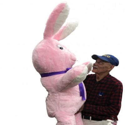 Big Plush Giant Stuffed Pink Bunny 60 Inches Soft 5 Ft Rabbit Made in USA Image 2