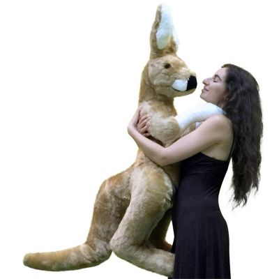 Big Teddy Stuffed Kangaroo 42 Inches With Baby in Pouch Image 1