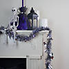 Black and Silver with Ghosts Halloween Tinsel Garland - 50 feet  Unlit Image 2