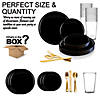Black Flat Round Disposable Plastic Dinnerware Value Set (120 Settings) Image 2
