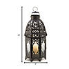 Black Lattice Moroccan Style Hanging Candle Lantern 12" Tall Image 2