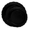 Black Vintage Rim Round Disposable Plastic Dinnerware Value Set (40 Dinner Plates + 40 Salad Plates) Image 1