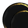 Black with Gold Moonlight Round Disposable Plastic Dinnerware Value Set (40 Dinner Plates + 40 Salad Plates) Image 1