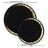 Black with Gold Moonlight Round Disposable Plastic Dinnerware Value Set (40 Dinner Plates + 40 Salad Plates) Image 2