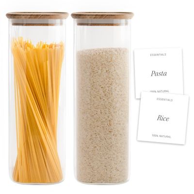 Bloom & Breeze Airtight Food Storage Containers with Labels, Acacia Wood Lids 2-Piece Set 73oz Image 1