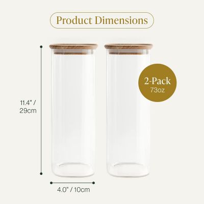 Bloom & Breeze Airtight Food Storage Containers with Labels, Acacia Wood Lids 2-Piece Set 73oz Image 1
