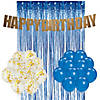 Blue & Gold Birthday Party Backdrop Decorating Kit - 39 Pc. Image 1