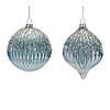 Blue Beaded Irredescent Ornament (Set Of 6) 4.75"H, 5.5"H Glass Image 1