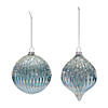 Blue Beaded Irredescent Ornament (Set Of 6) 4.75"H, 5.5"H Glass Image 1
