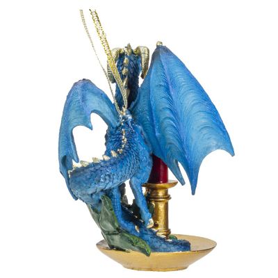 Blue Dragon on Candle Christmas Tree Ornament Image 1