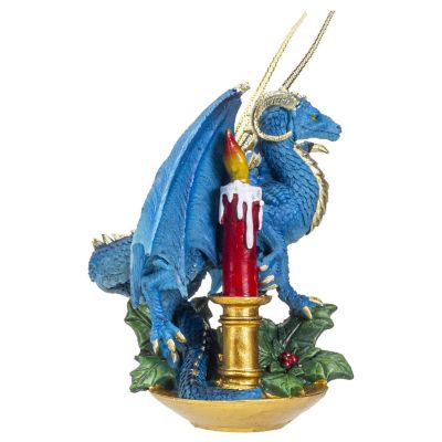 Blue Dragon on Candle Christmas Tree Ornament Image 3