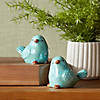 Blue Irredescent Ceramic Bird Figurine  (Set Of 6) 3"H Ceramic Image 3