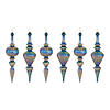 Blue Irredescent Drop Ornament (Set Of 6) 12.25"H Glass Image 4