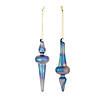 Blue Irredescent Glass Finial Ornament (Set Of 12) 6"H Glass Image 1