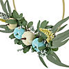 Blue Pumpkins and Foliage Fall Harvest Artificial Half Wreath  20-Inch Image 2