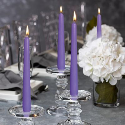 Bolsius 10" Colored Taper Candles Wedding Decorative Candles - Set Of 10 - Purple Image 2