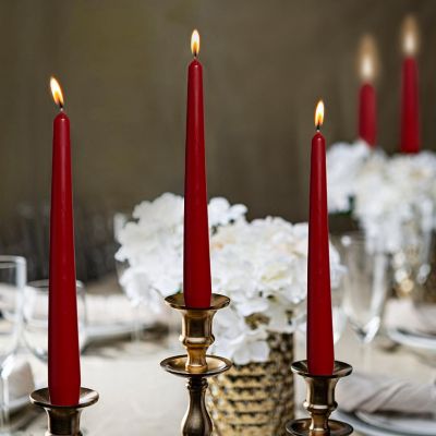 Bolsius 10" Unscented Taper Candles Decorative Colored Candle - Set Of 4 - Wine Red Image 2