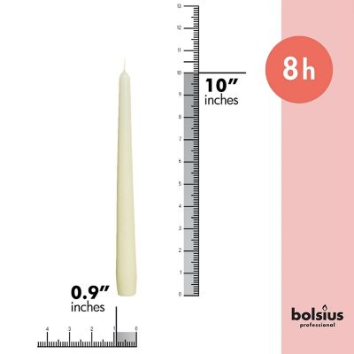 Bolsius Ivory 10" Bulk Taper Candles Wedding Home Decor Candle - Set Of 100 Image 1