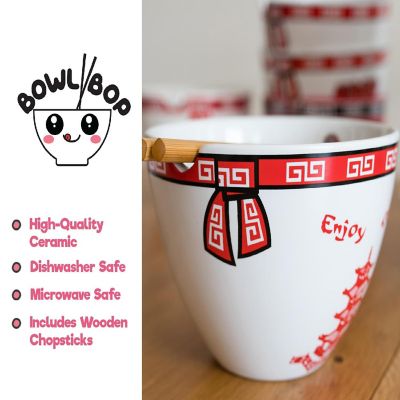 Bowl Bop Chinese Takeout Box Dinnerware Set  16-Ounce Ramen Bowl, Chopsticks Image 2