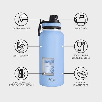 BOZ Bottles Stainless Steel Water Bottle XL - Light Blue (1 L / 32oz) Image 3