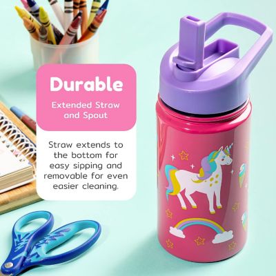 BOZ Kids Insulated Water Bottle with Straw Lid, Stainless Steel, (Unicorn) Image 3