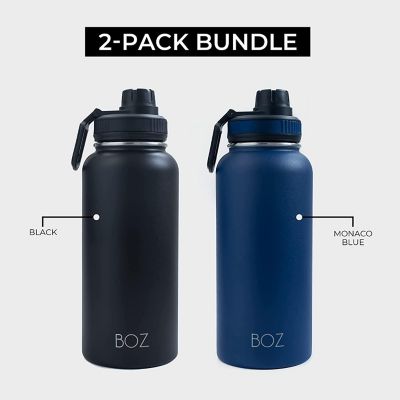 BOZ Stainless Steel Water Bottle XL - Two-Pack Bundle, Blue / Black Image 1