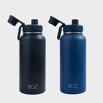 BOZ Stainless Steel Water Bottle XL - Two-Pack Bundle, Blue / Black Image 2