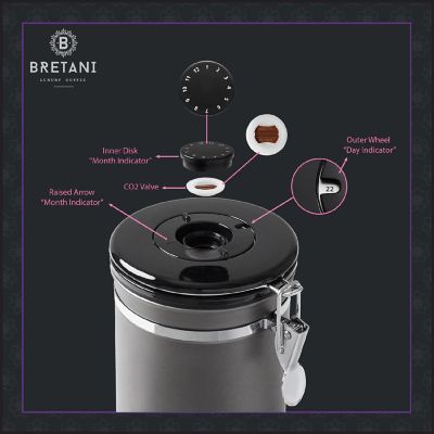 Bretani 24oz Stainless Steel Coffee Canister Scoop Set - Storing Grounds, Beans - Gray Image 3