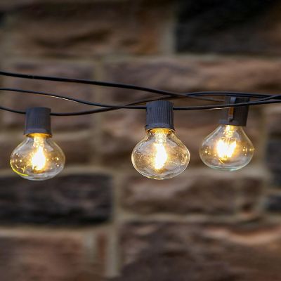 Brightech&#8482; Ambience Pro Weatherproof LED String Lights - 12 Glass Bulbs, 24 Ft, Black Cord Image 1
