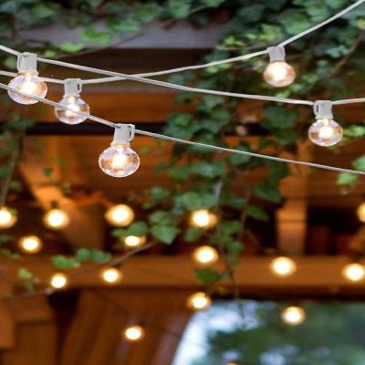 Brightech&#8482; Ambience Pro Weatherproof LED String Lights - 12 Glass Bulbs, 26 Ft, White Cord Image 1