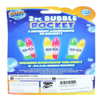 Bubble Workz 2-Piece Bubble Rocket Pack  Green & Pink Image 1