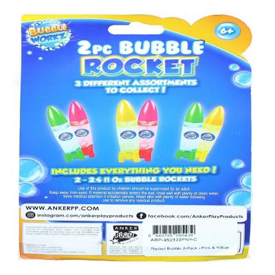 Bubble Workz 2-Piece Bubble Rocket Pack  Pink & Yellow Image 1