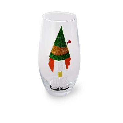 Buddy the Elf "Raised By Elves" Stemless Glitter Glass  Holds 20 Ounces Image 1