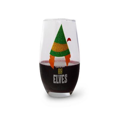 Buddy the Elf "Raised By Elves" Stemless Glitter Glass  Holds 20 Ounces Image 2