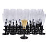 Bulk 100 Pc. Black Stem Clear Plastic Champagne Flutes Image 1