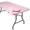 Bulk 12 Pc. 6 Ft. Light Pink Fitted Rectangle Plastic Tablecloths Image 1
