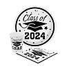 Bulk 200 Pc. Class of 2024 Graduation Party White Disposable Tableware Kits for 50 Guests Image 1