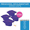 Bulk 36 Pc. Kid&#8217;s Purple Elementary School Graduation Mortarboard Hats Image 2