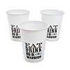 Bulk  50 Ct. Eat Drink & Be Married Typography White Plastic Cups Image 1