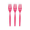 Bulk  50 Ct. Hot Pink Plastic Forks Image 1
