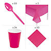 Bulk Hot Pink & White Disposable Tableware Kit for 48 Guests Image 2