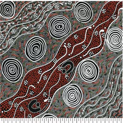 Bush Camp Red Australian Aboriginal MS Textiles Cotton by the yard Image 1