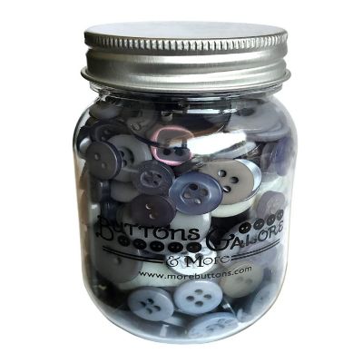 Buttons Galore Smokey Greys Craft & Sewing Buttons in Mason Jar - 3.5 oz Image 1